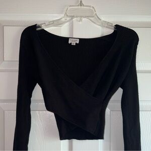 Black, Crisscrossed, Cropped Sweater
